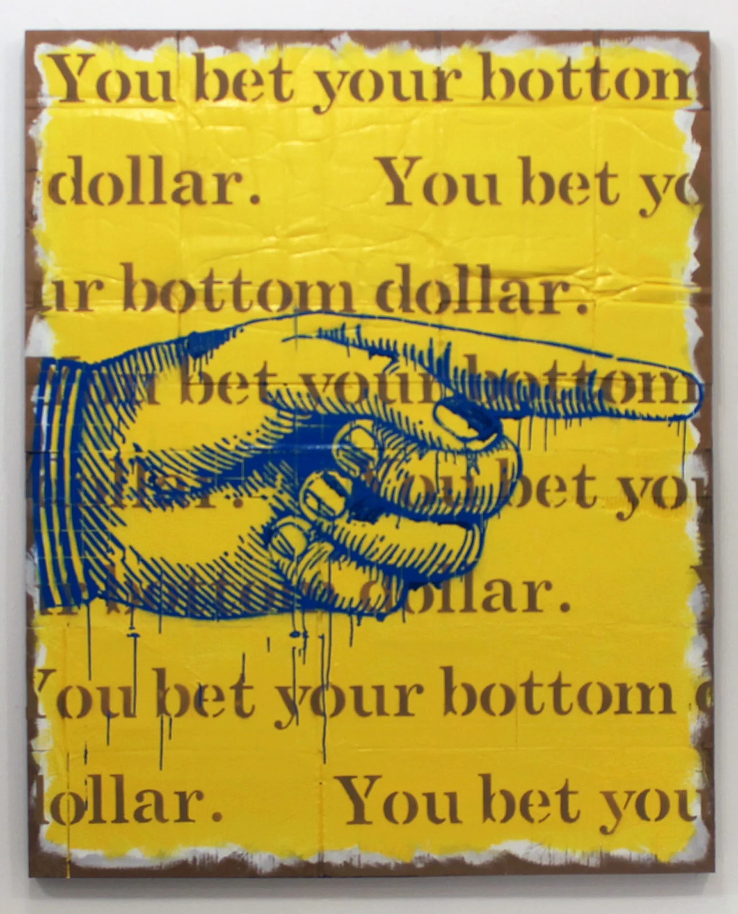 To Have and Have Not, 2018 Hand Job 3, 2018, 64” x 52”, acrylic on cardboard and wood products