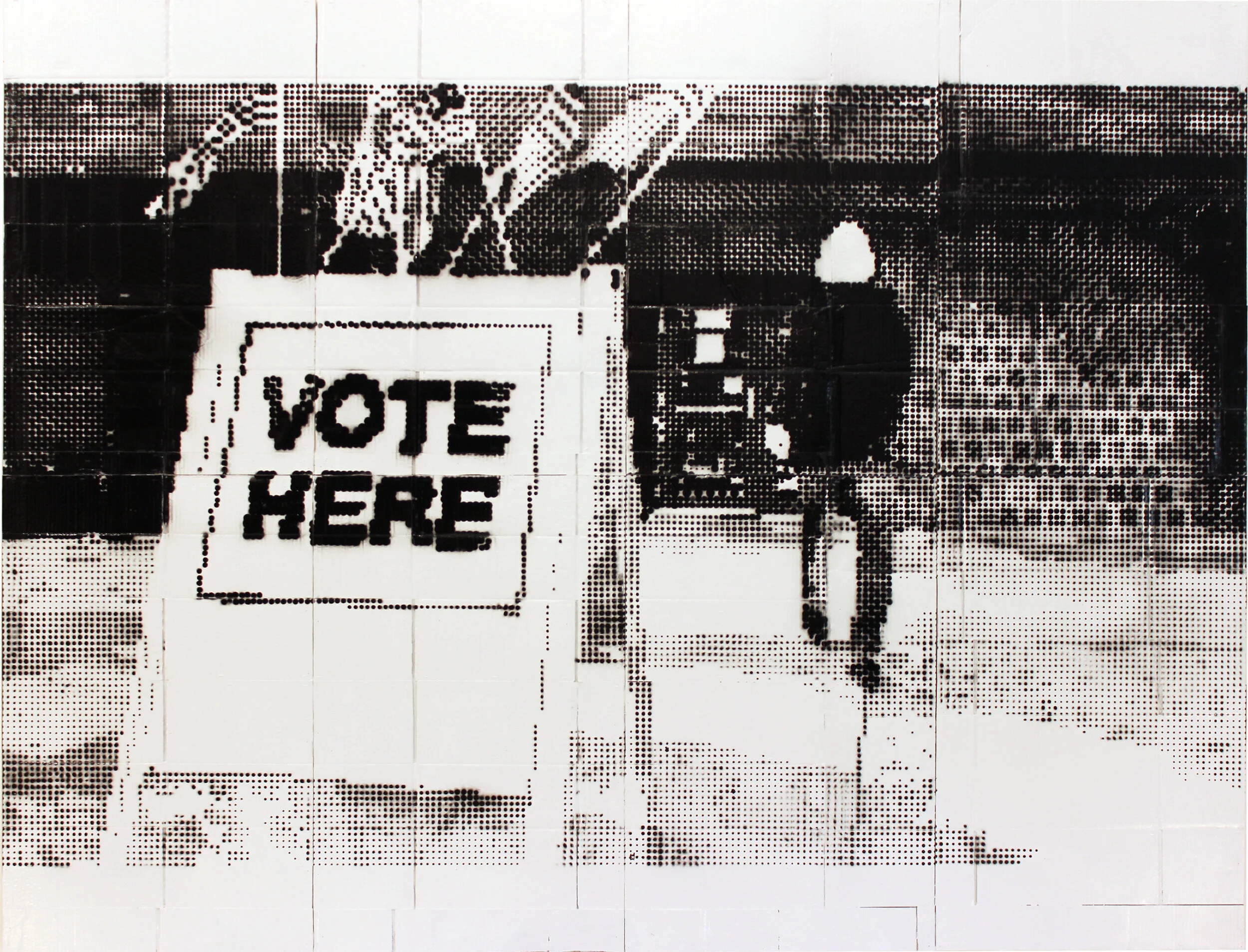 Voter from the Constitution Project, 2019-2020, 80" x 104", acrylic paint on cardboard mounted on 8 MDF panels