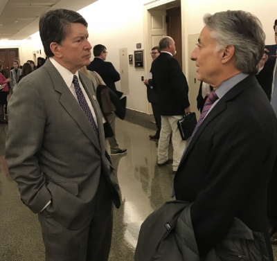 David Yarnold, President and CEO of National Audubon, thanking Faso for his leadership on the Delaware River on March 20, 2018 in Washington D.C. at CDRW Hill Day. Photo credit: Justin Stokes