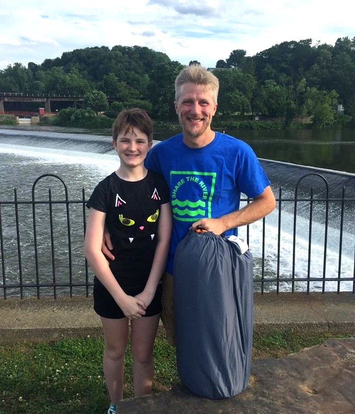 Matt B. and Madi celebrating their win of the Delaware River Means "Togetherness" contest in front of the Delaware River in Easton, PA.