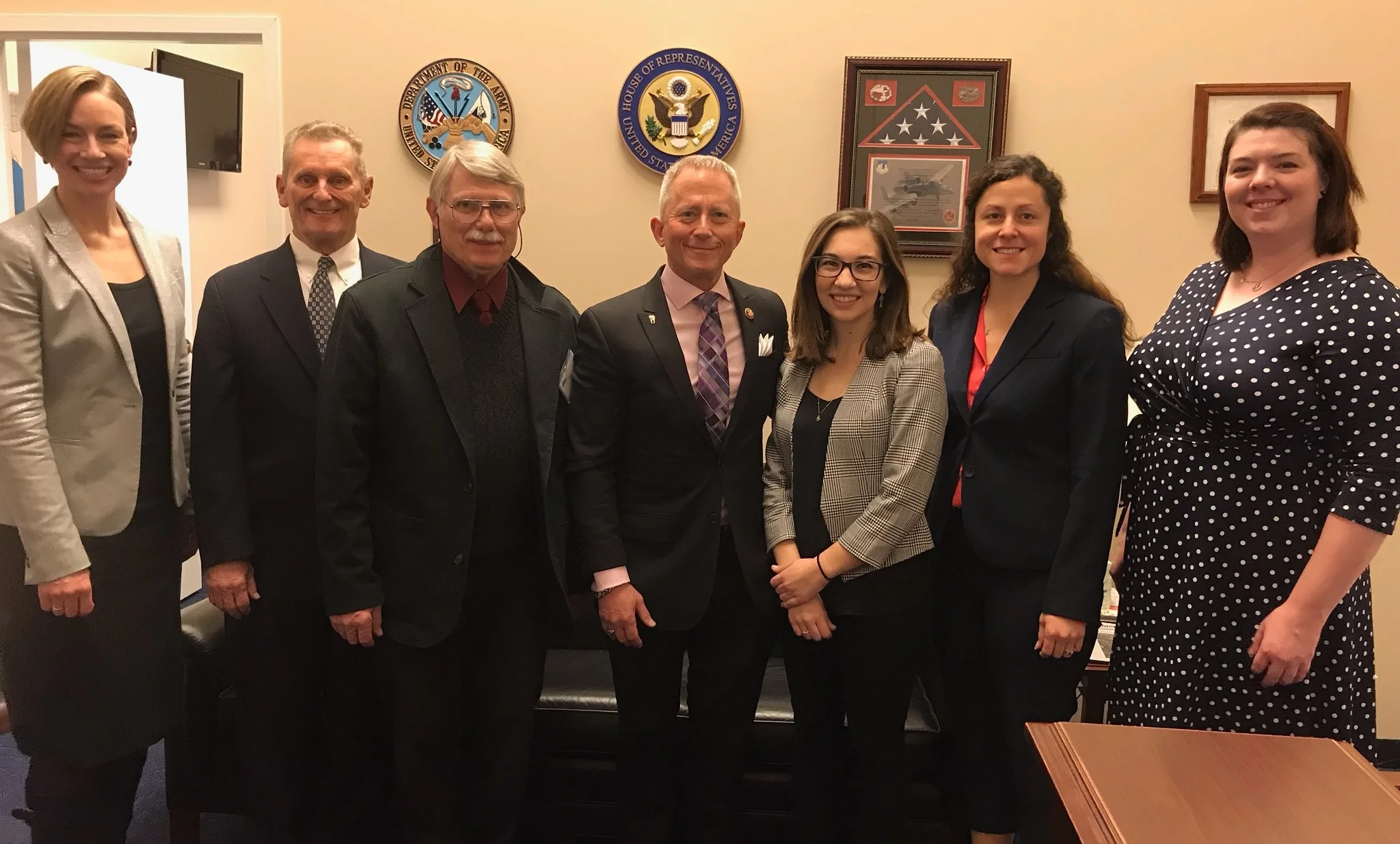 New Jersey Audubon, the Nature Conservancy, Great Egg Harbor Watershed Association, Coalition for the Delaware River Watershed, Pinelands Preservation Alliance, and NJ League of Conservation Voters pose with Congressman Jeff Van Drew on March 12th.
