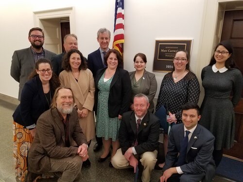Representative Cartwright poses with the Coalition, Friends of the Upper Delaware River, Trout Unlimited, Audubon Society, Ducks Unlimited, and Sierra Club PA.