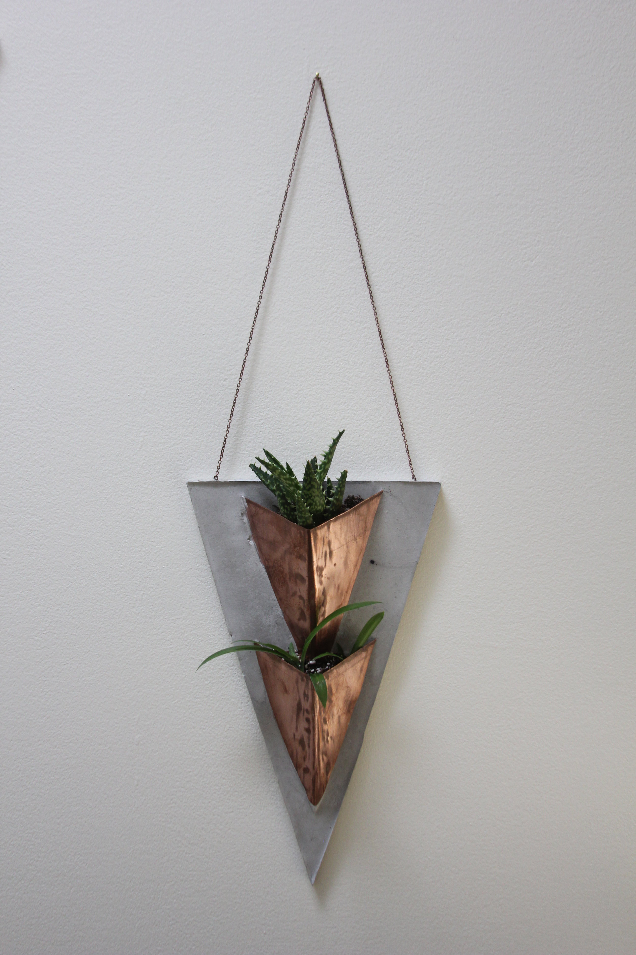 "Ternion II" Copper + Cement Planter 7" w x 23" h $85 Made to Order