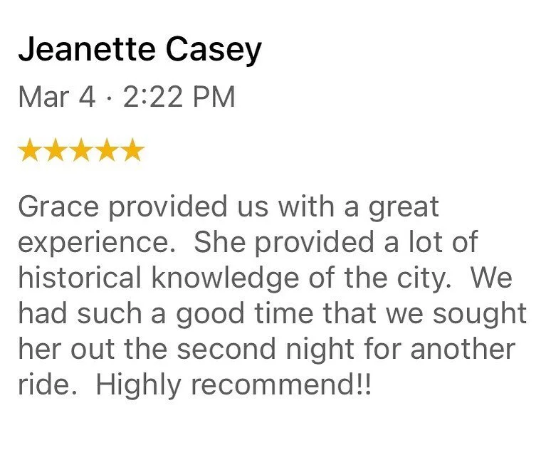 ☀️⭐️☀️⭐️☀️⭐️

5 Stars &amp; Sunshine makes for a great day! 

Thanks for the great review Jeannette! We 🤍 repeat customers.
If you are looking for a great way to see New Orleans look no further than Need a Ride. Let Grace or one of our many amazing licensed tour guides show you around. You definitely won&rsquo;t be disappointed! 

Give us a call or reserve your ride online.

#needaridenola #nolatours #needaride #frenchquarter #pedicab #pedicabdriver 
#marigny #royalstreet #tourneworleans #nola #neworleans #gardendistrict