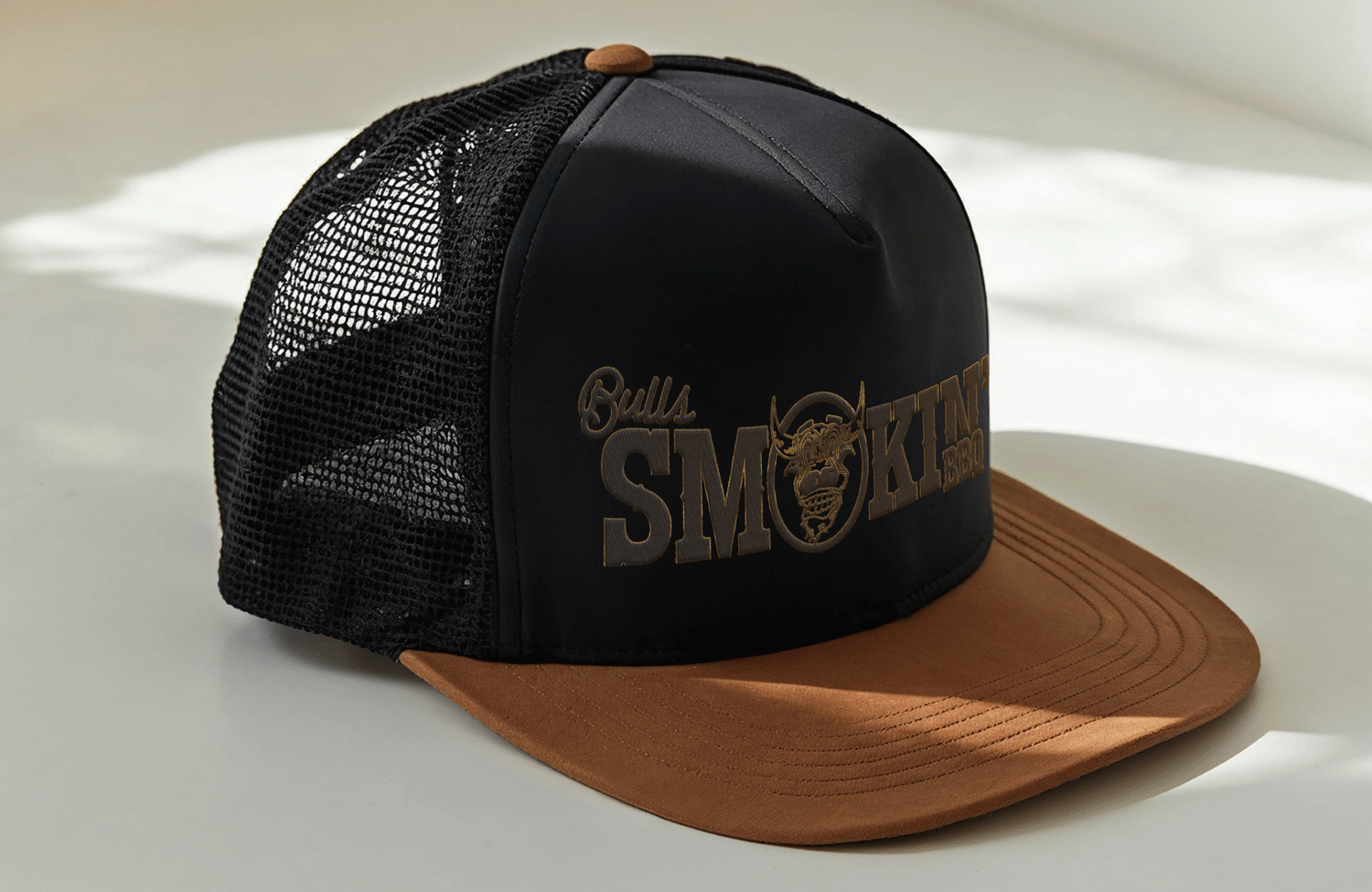 Bulls Smoking BBQ Hat Embroidered Trucker