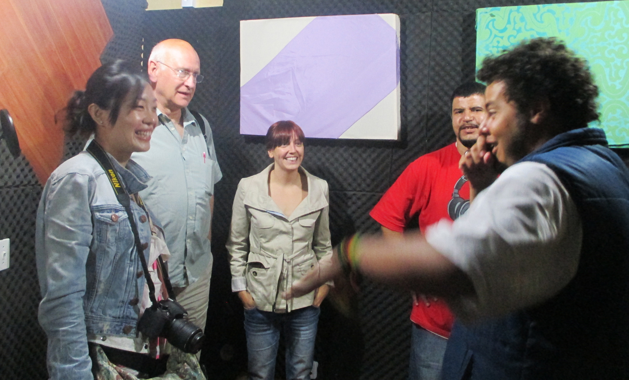 Fig.6: Journeys for Change participants join founders of social business A Banka at their music studio in one of Sao Paulo's most dangerous slum areas