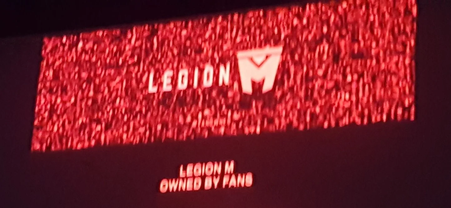 Legion M investor Ramona Snyder took this picture of the photomosaic from her seat at the premier of Mandy.