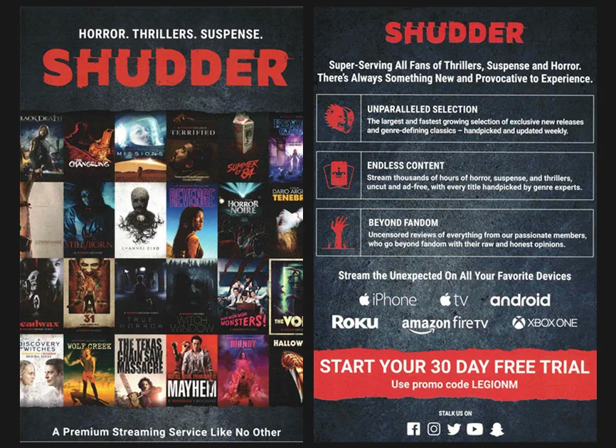Free 30-day Trial of Shudder for Legion M!