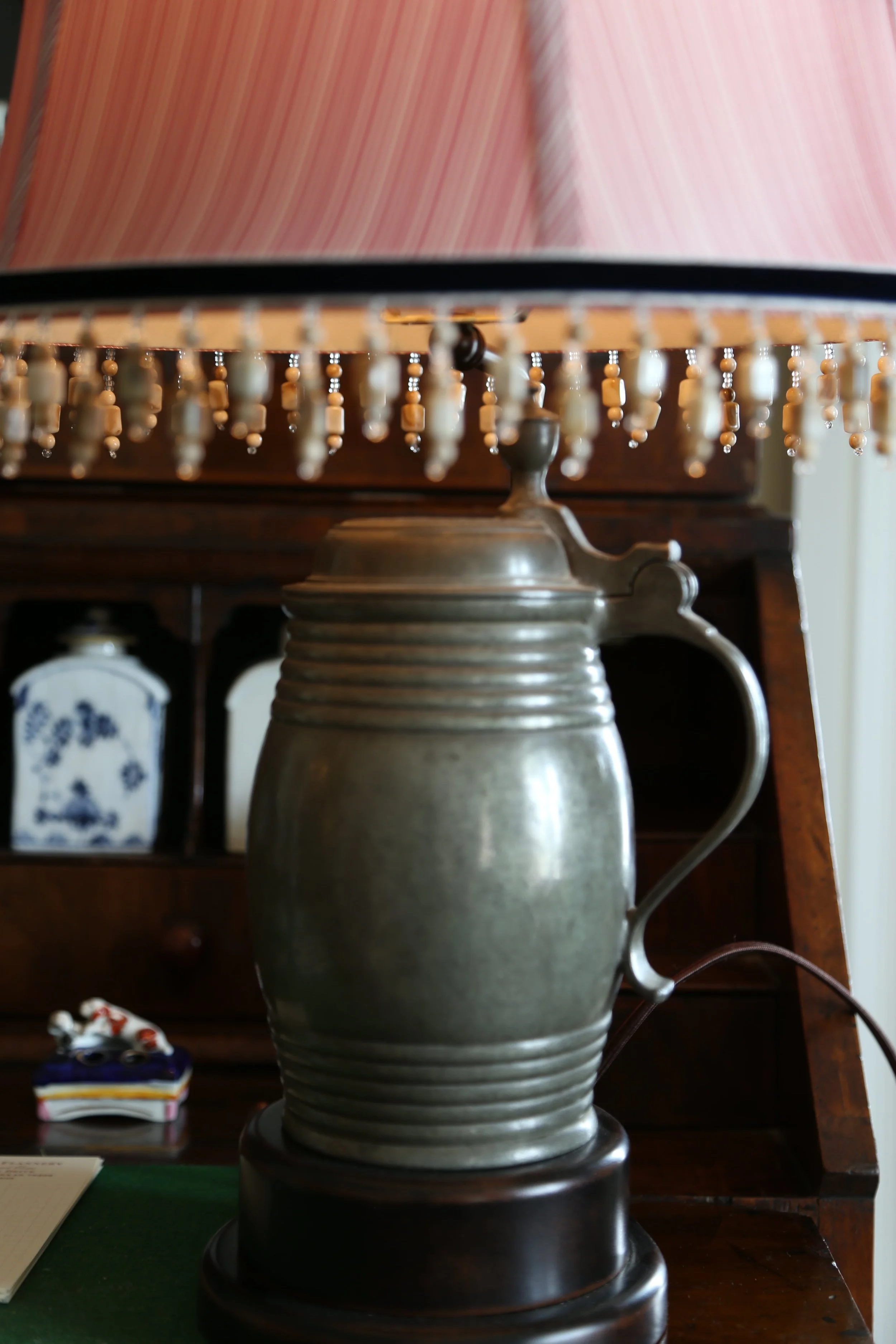 18th C Dutch Pewter Tankard Lamp