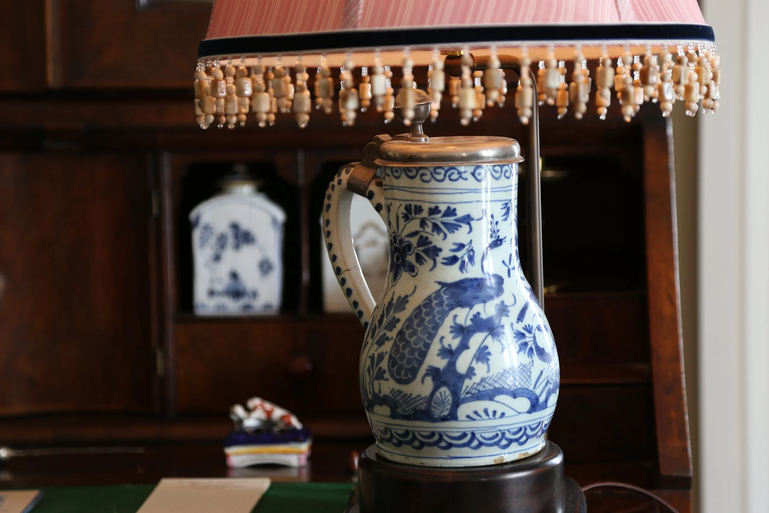 18th C Delft Blue & White Tankard Lamp