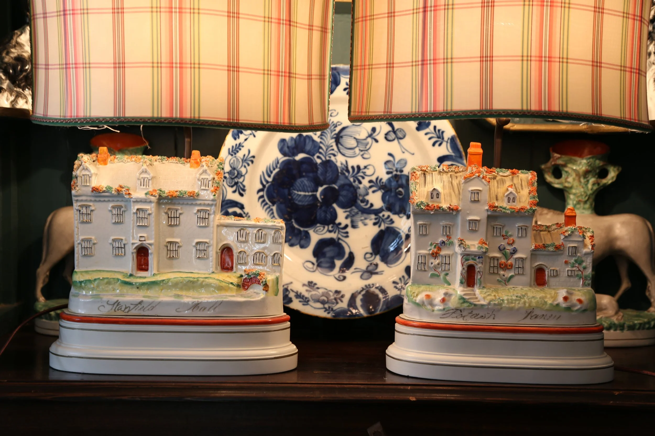 Staffordshire Cottage Lamps - Pair