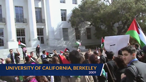 Being pro-Palestinian on campus today seems to have come to mean continually denigrating and attacking Israel with a false historical narrative and the grotesquely misused language of human rights, which often rises to the level of raw anti-Semitism. (Image source: Hamas on Campus video screenshot)