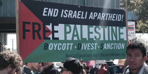 Supporters of the boycott, divestment and sanctions campaign. Photo: Alex Chis.