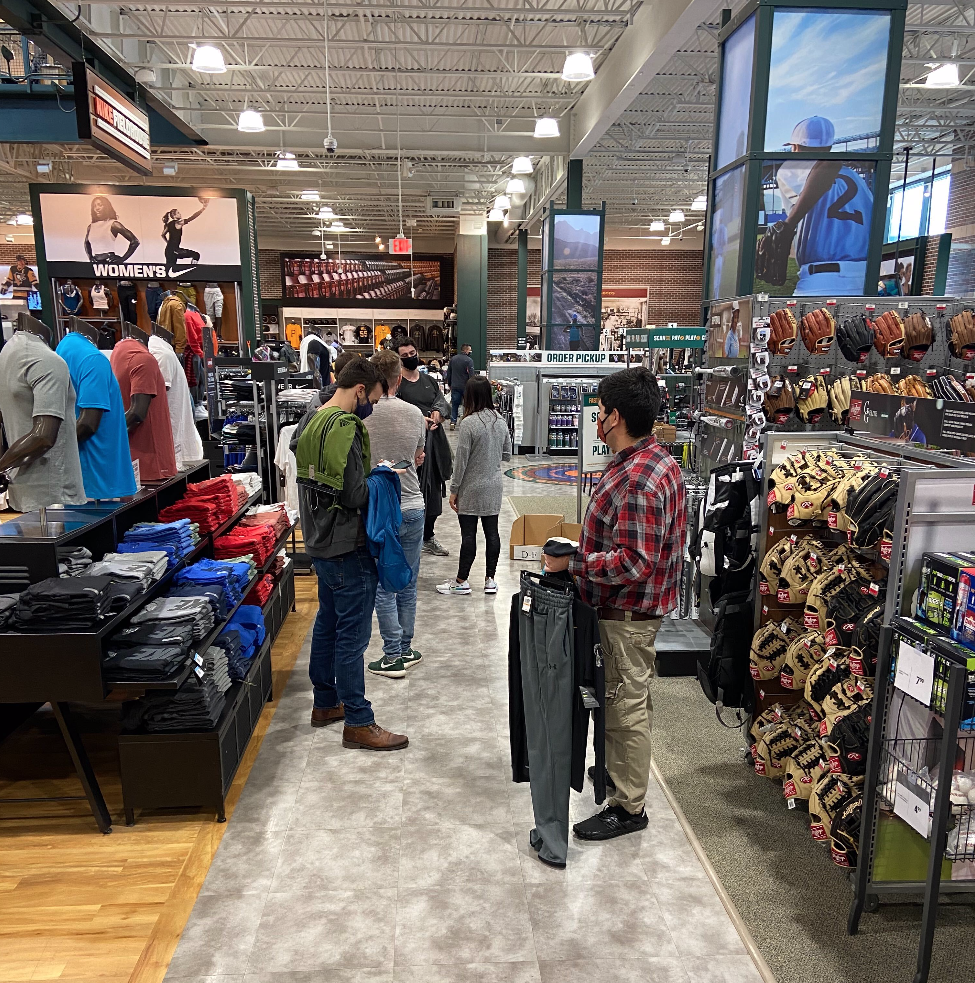 Before you leave the store you have to complete and audit with an employee to check your items and remove any sensor tags. If there was multiple people checking out using the app it could clog up the aisle.