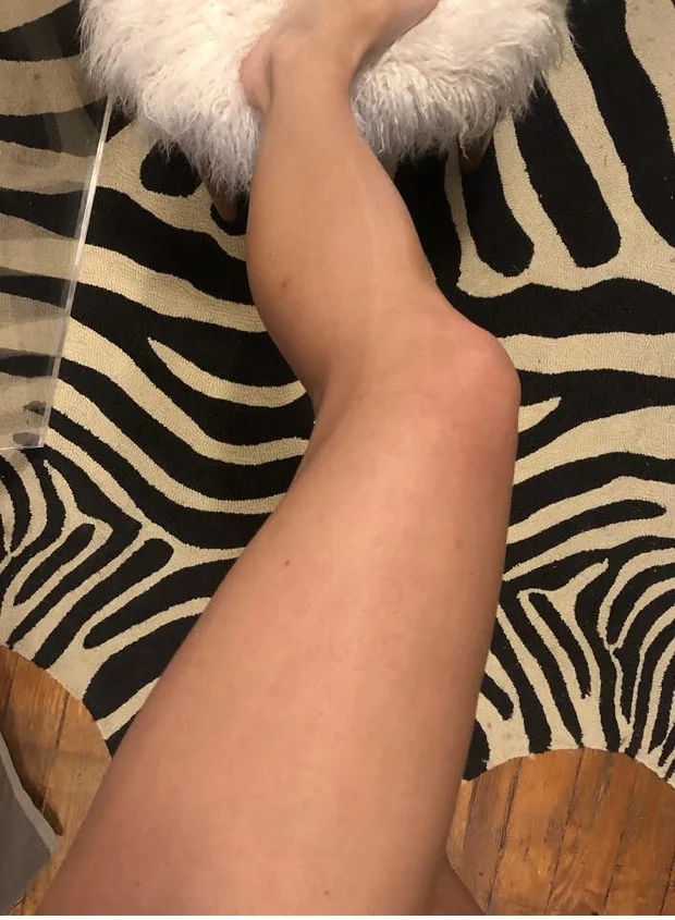 I have found that most people tend to stand forward or back to the shower water, leaving the sides of their legs to be most easily missed by the shower head.