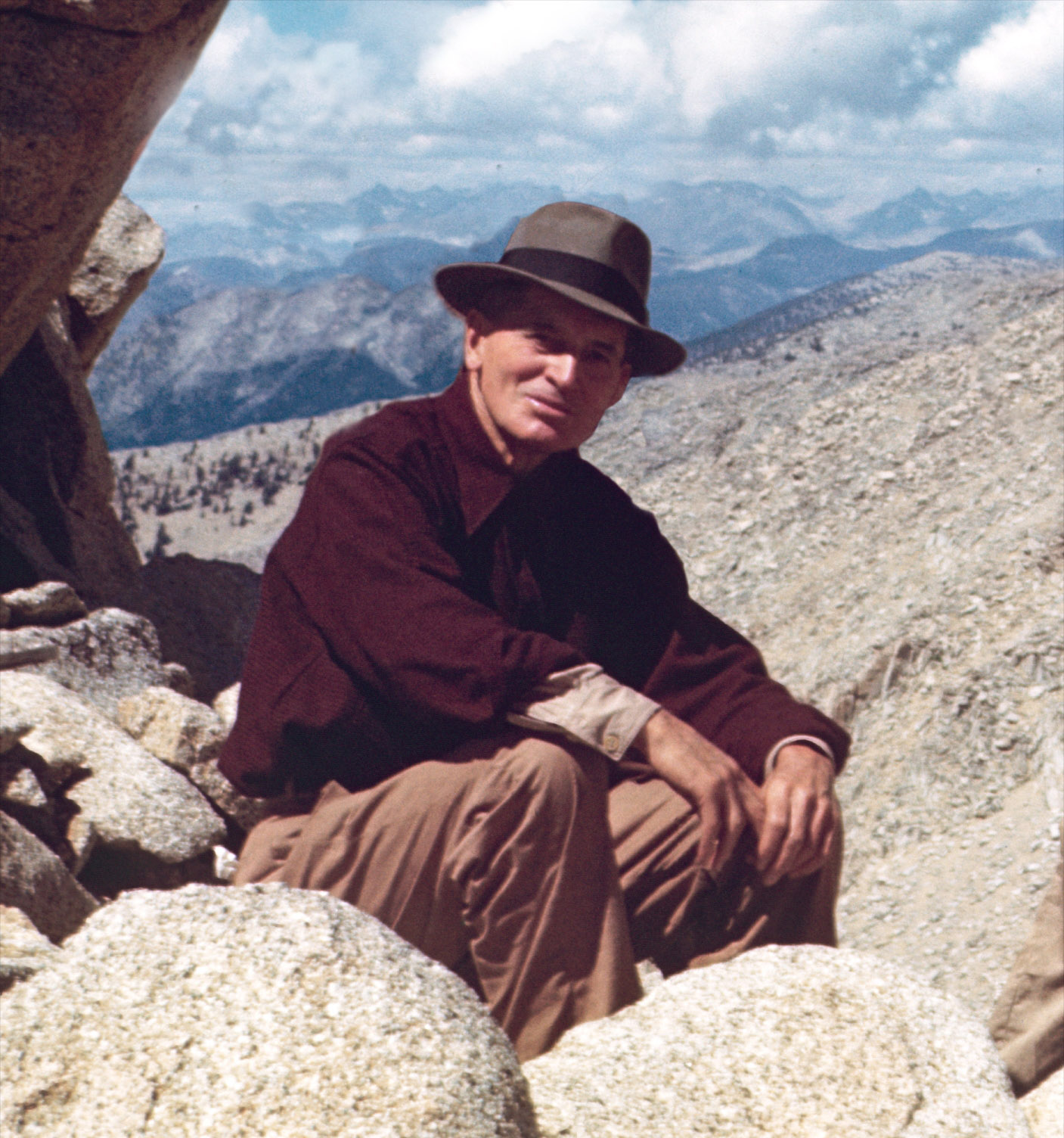 Edward "Uncle Ed" Goldman, 1945 on horse pack trip in the Sierra Nevada. On this particular trip, the Broken Wagon Films producer's mother was present, accompanying Goldman, her uncle.