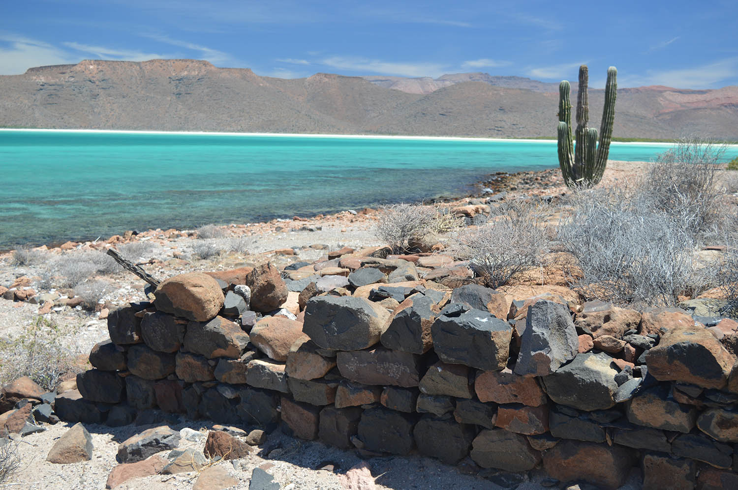 The old rock foundation of a house.
