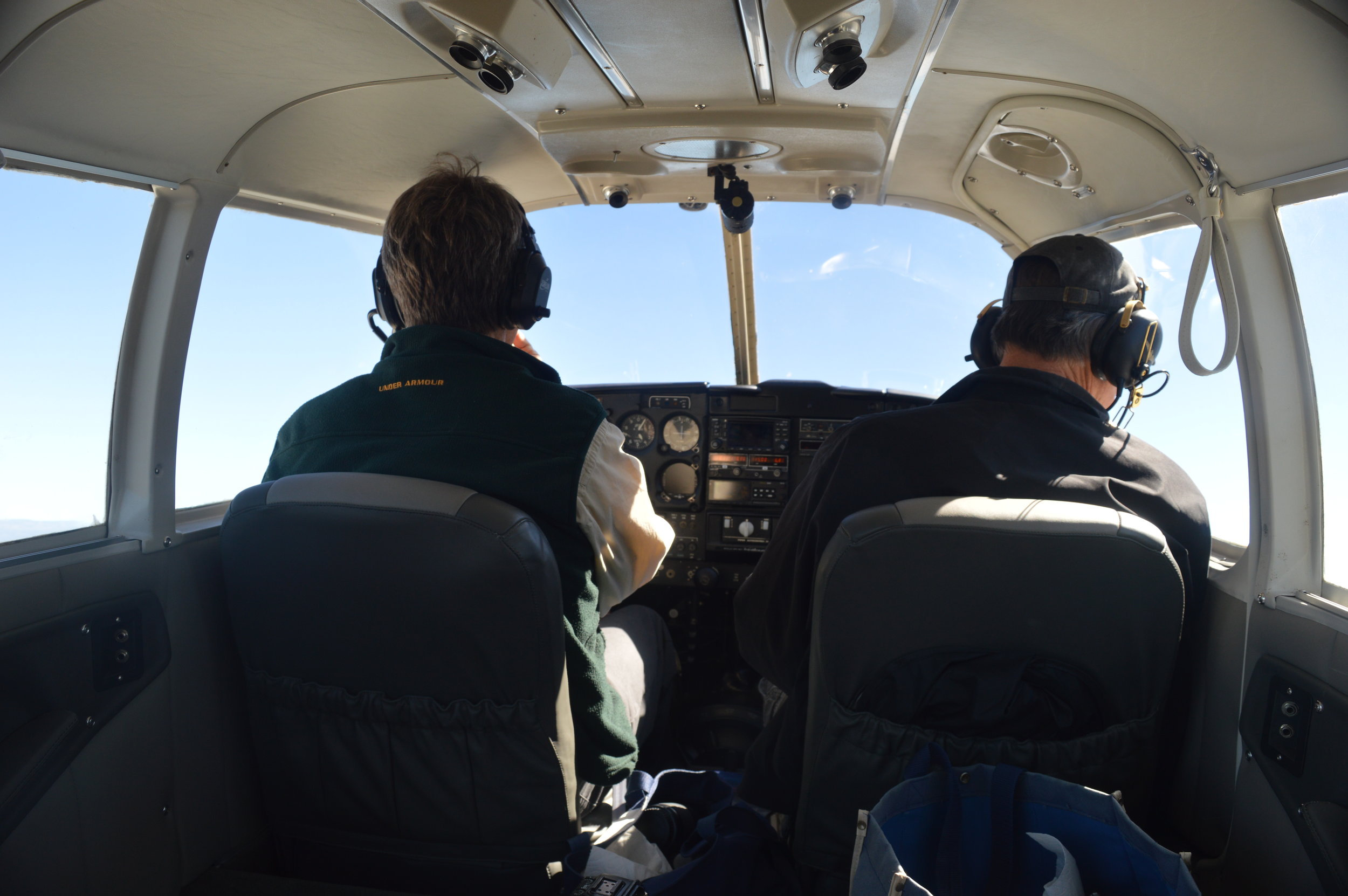 Cockpit of the Cherokee Six (Scott Bruce, left, and Eric Bruce, right)