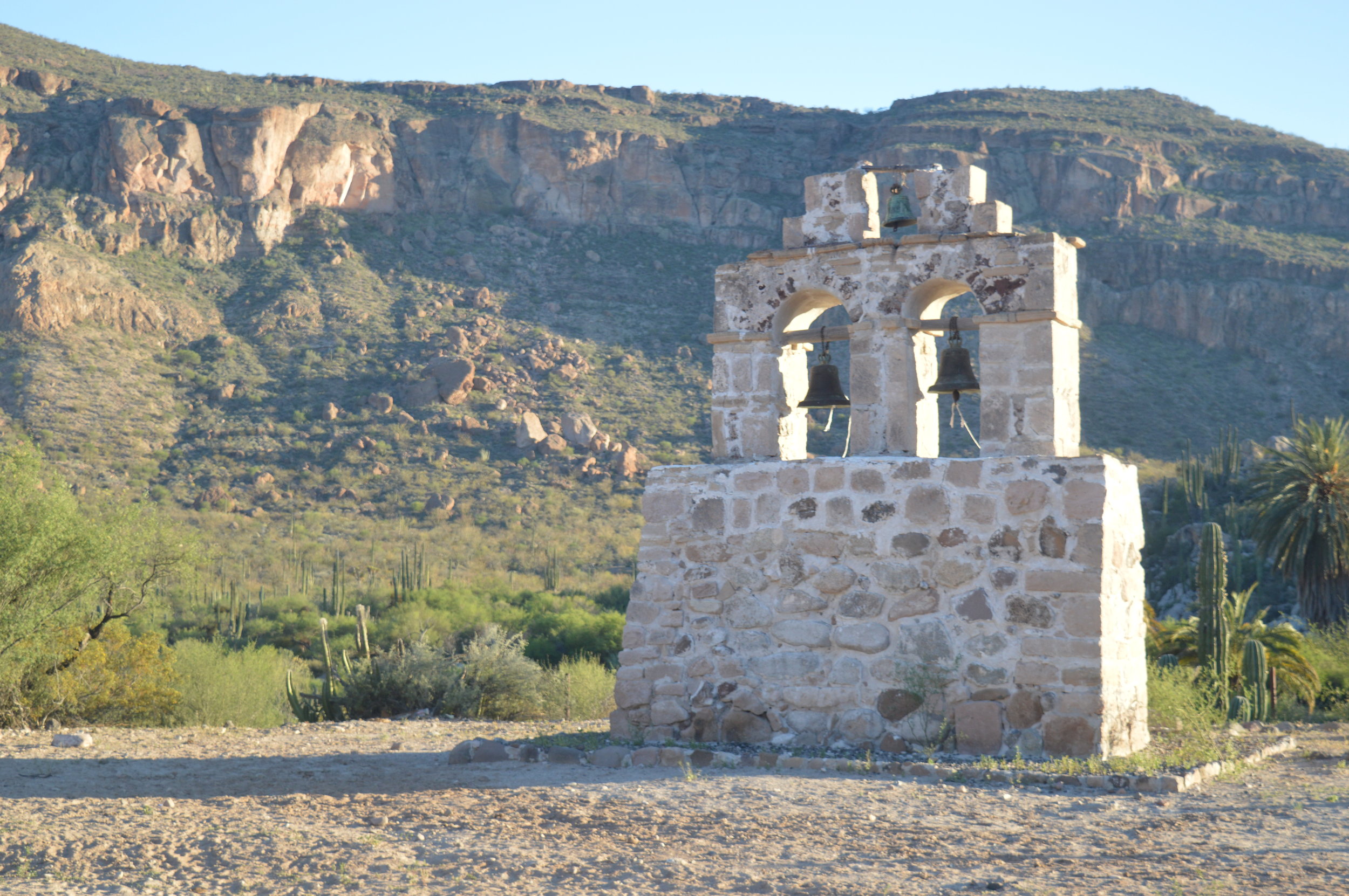 The bell tower at Santa Gertrudis Mission