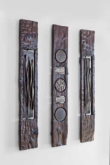  Steel &amp; Charred Wood, 72” x 12” x 5” each 