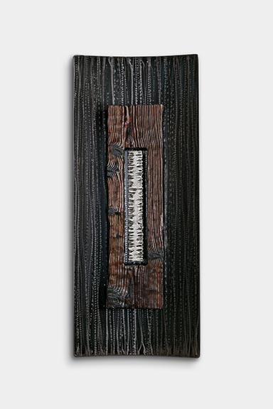  Steel &amp; Charred Wood, 59” x 24” x 5” 