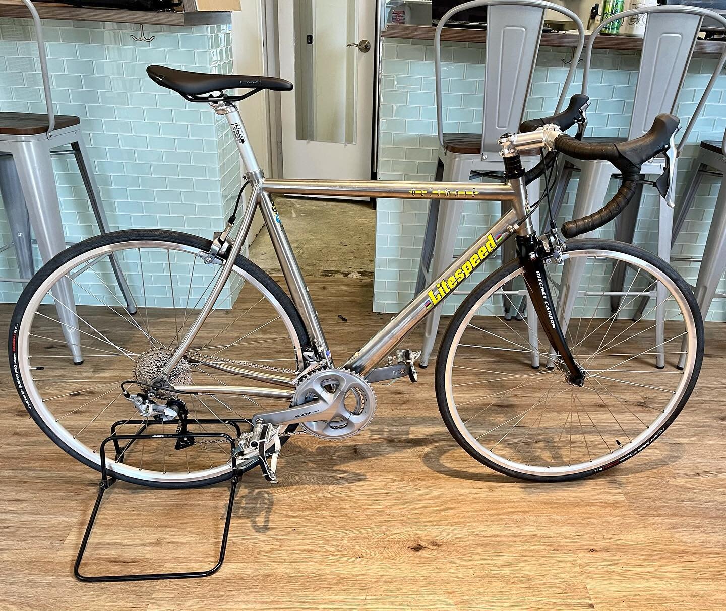 When this 90s eta Lightspeed  was brought in it was in such bad condition literally the only piece we reused was the frame triangle.  Sourcing parts was tricky but we went with a modern/throwback look and lots of silver.  #theshiftdifference