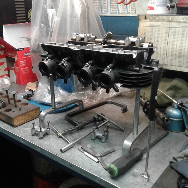 1973 Kawasaki Z1900 head we are doing the final valve adjust, before installing on engine. #kawasaki  #z1900