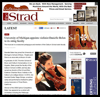 Appointment of Danielle Belen to UM violin faculty