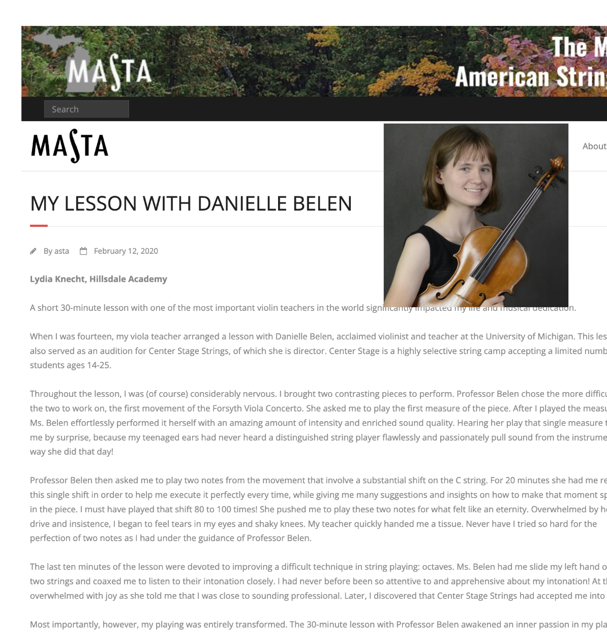 MASTA Article by violist Lydia Knecht