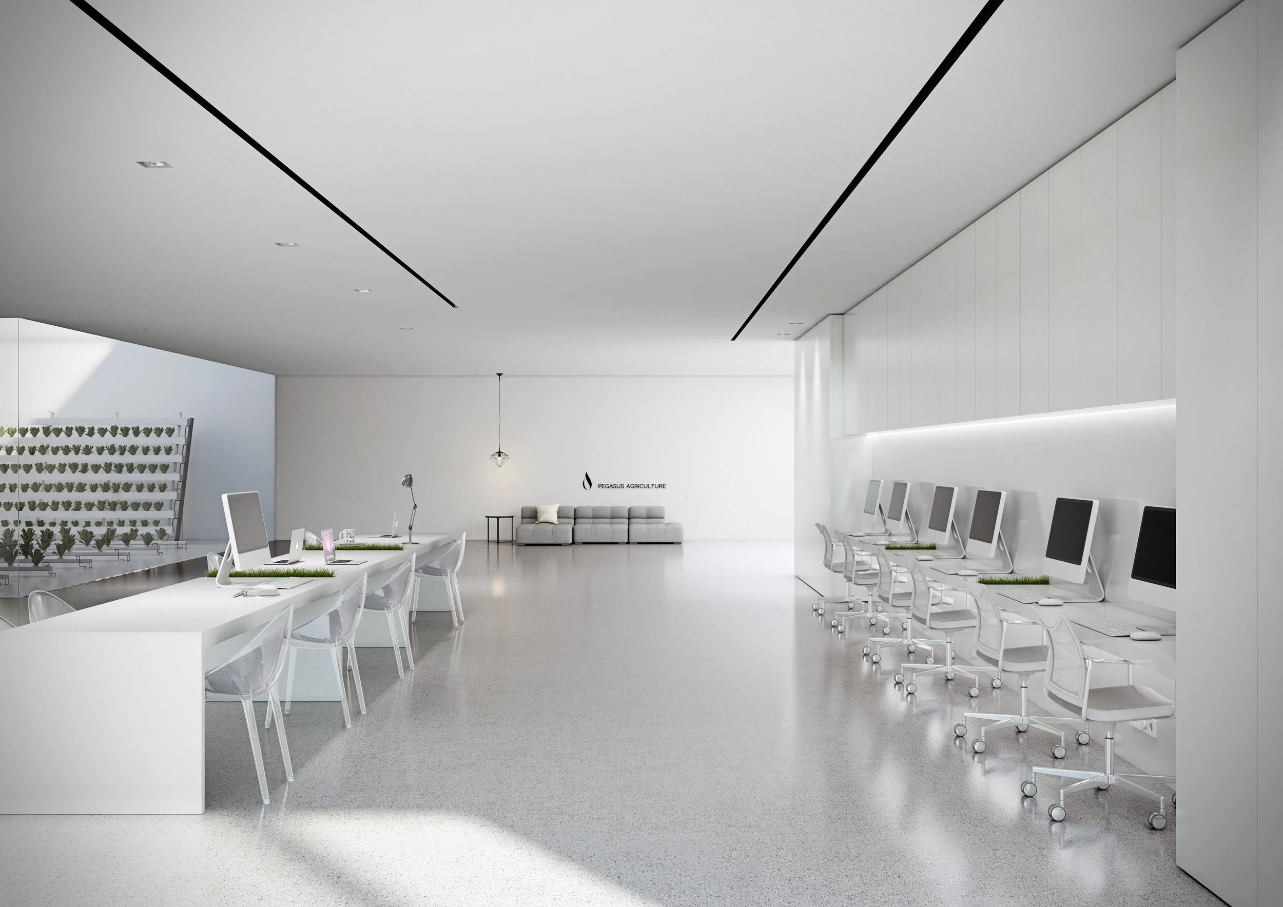 Project Name: Pegasus Agriculture private placement Design & 3d Works : Pegasus Agriculture - Hassan Jaber Production Info: 12 Perspectives 5000 Pixel + Walkthrough Rendering time: Average 2-8 Hrs. on 32 GB Ram Work Time: 1 Month Programs used: 3dsmax, Vray, Photoshop.