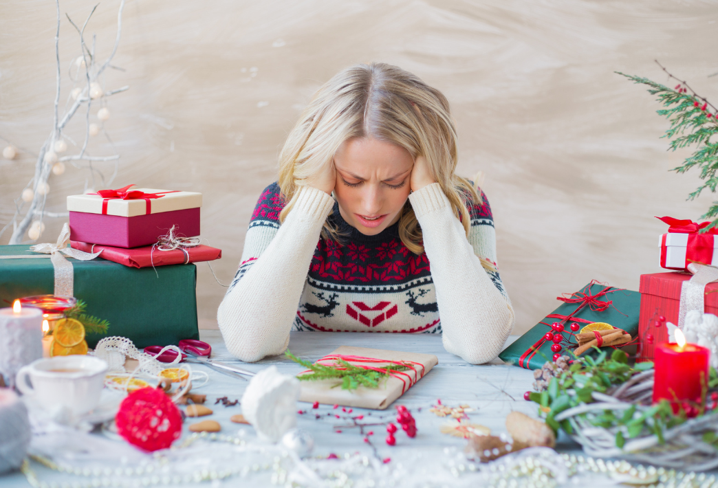Woman stressed at christmas