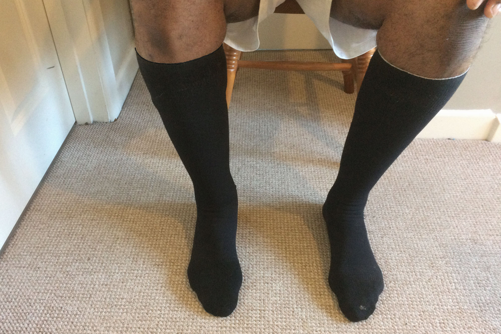 Alex wearing his his Isobar socks