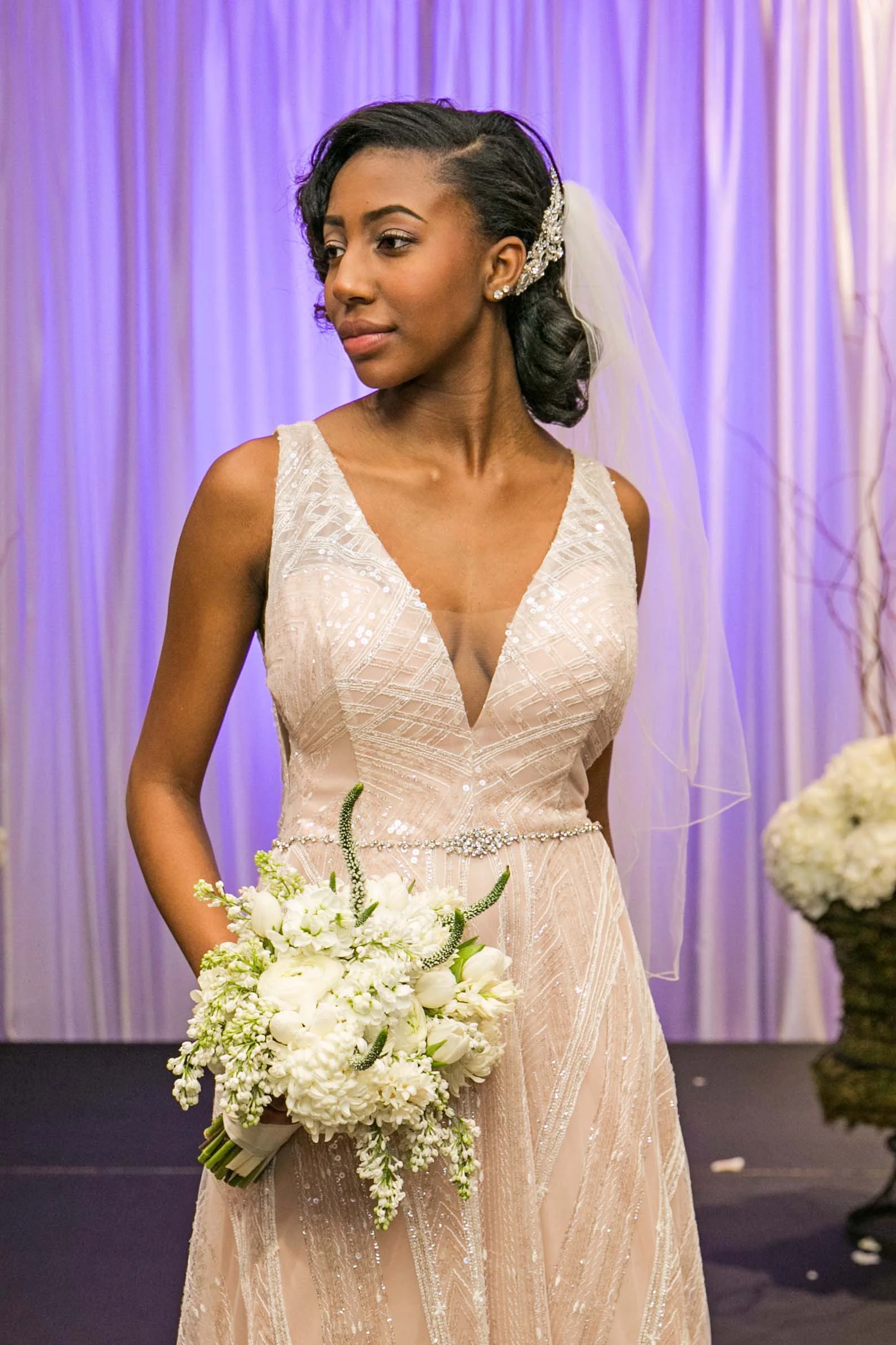 White Lilac Garden style petite bridal bouquet