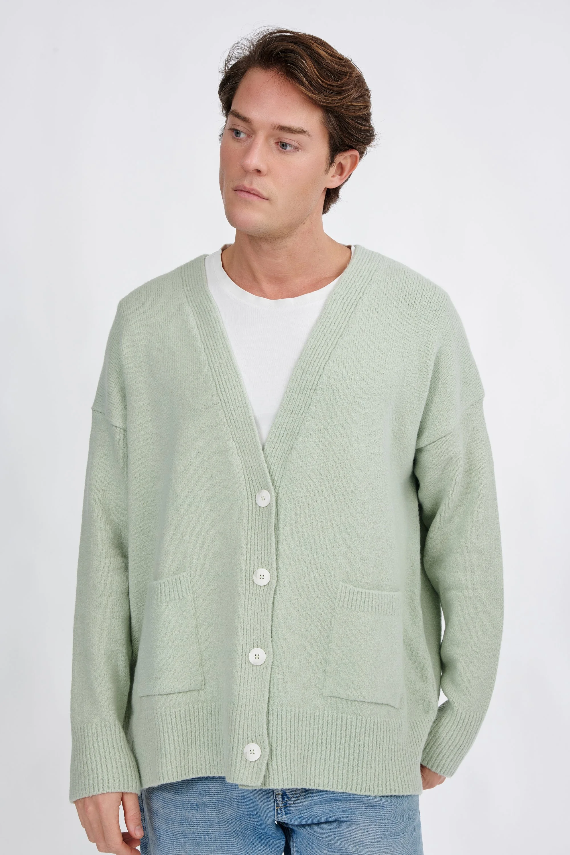 Lime Green Mint Green Cardigan Mens JUULS CARDIGAN MEN — Cesar Casier