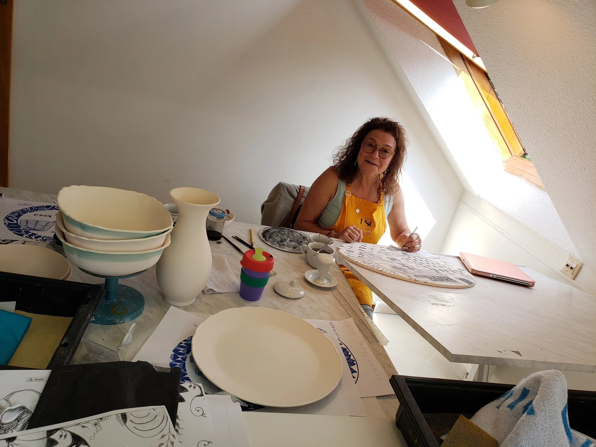 My workspace at the Cesky Porcelain Symposium…airy, light and spacious