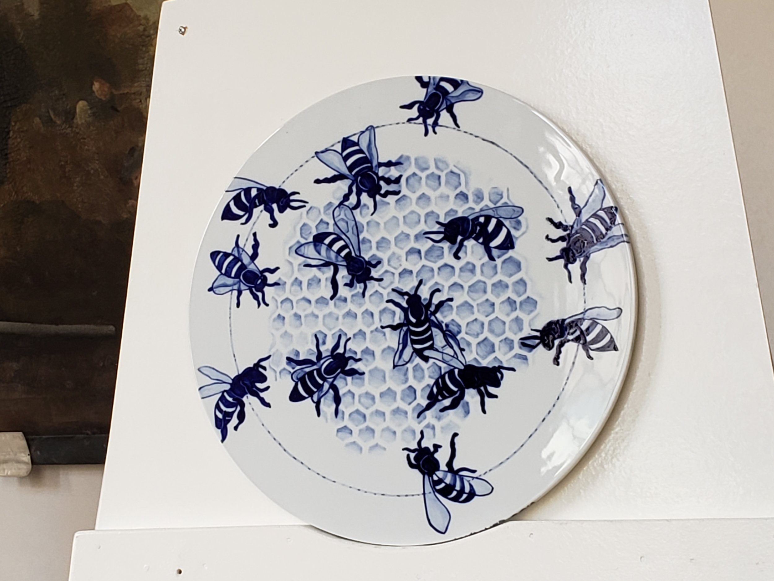  Libor’s Bees, fired disc, 17” diameter 