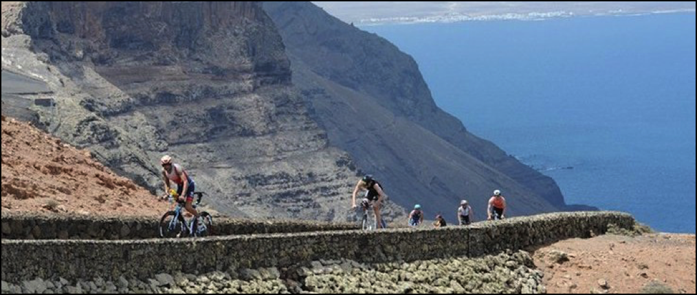Looking back at the following field from near to the top of Marador del Re. The most Northern point of the Lanzarote bike course.