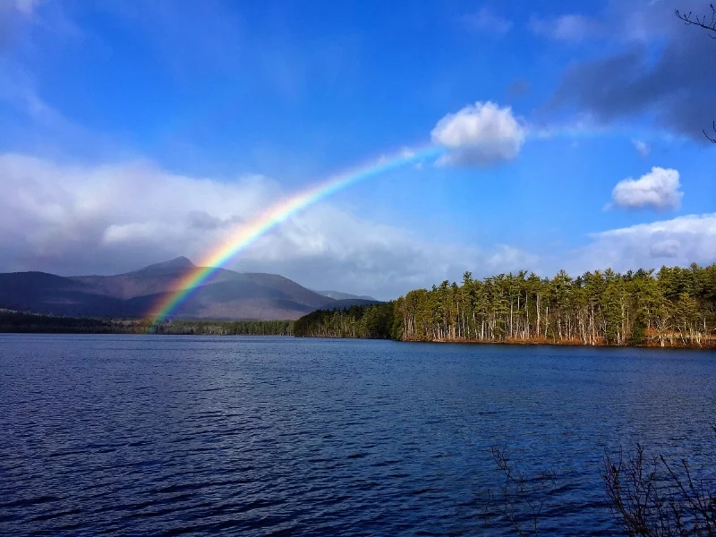 dennis Quin; rainbow over chocorua lake
