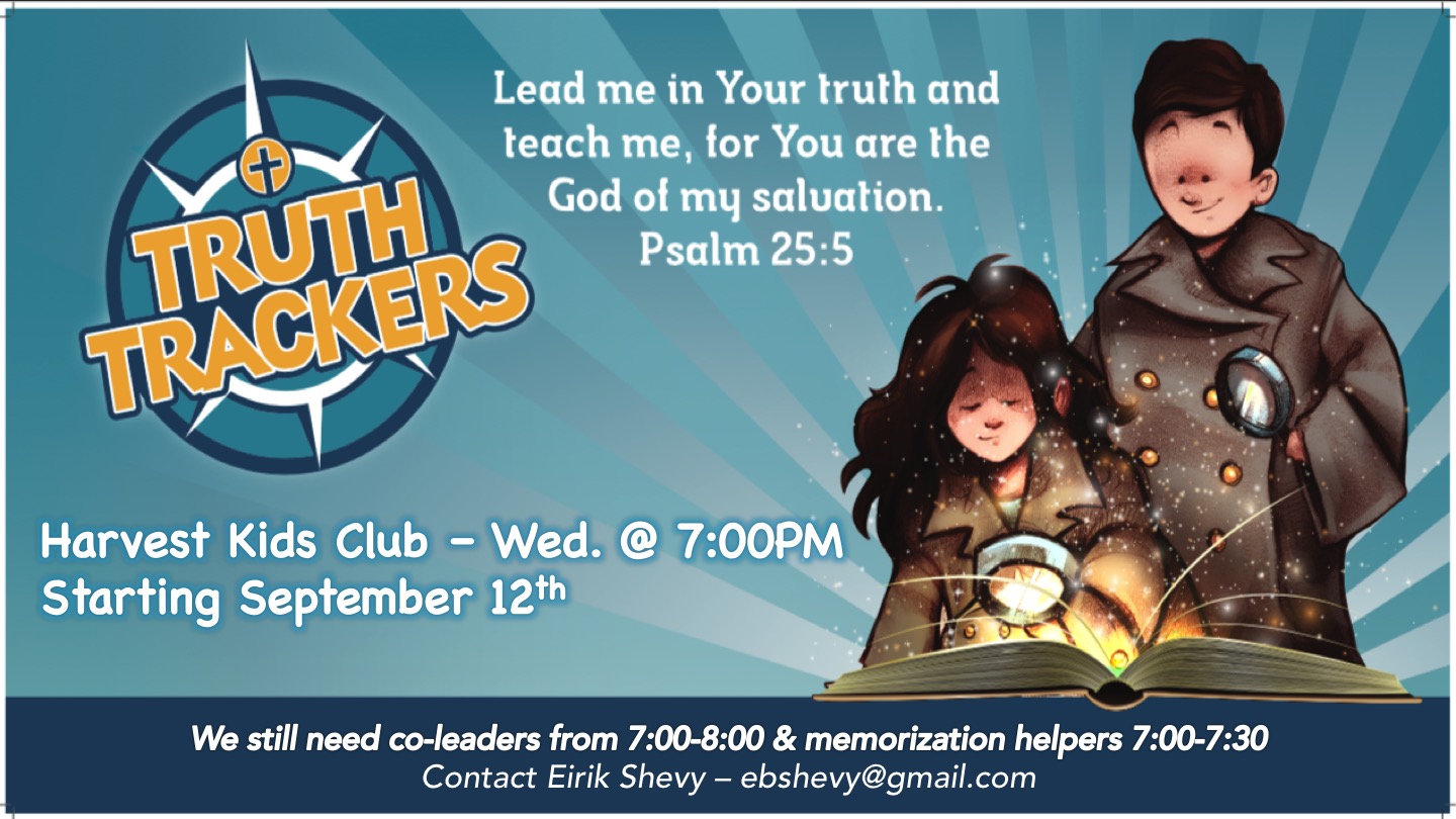 Truth Trackers Kids Program starts September 12!