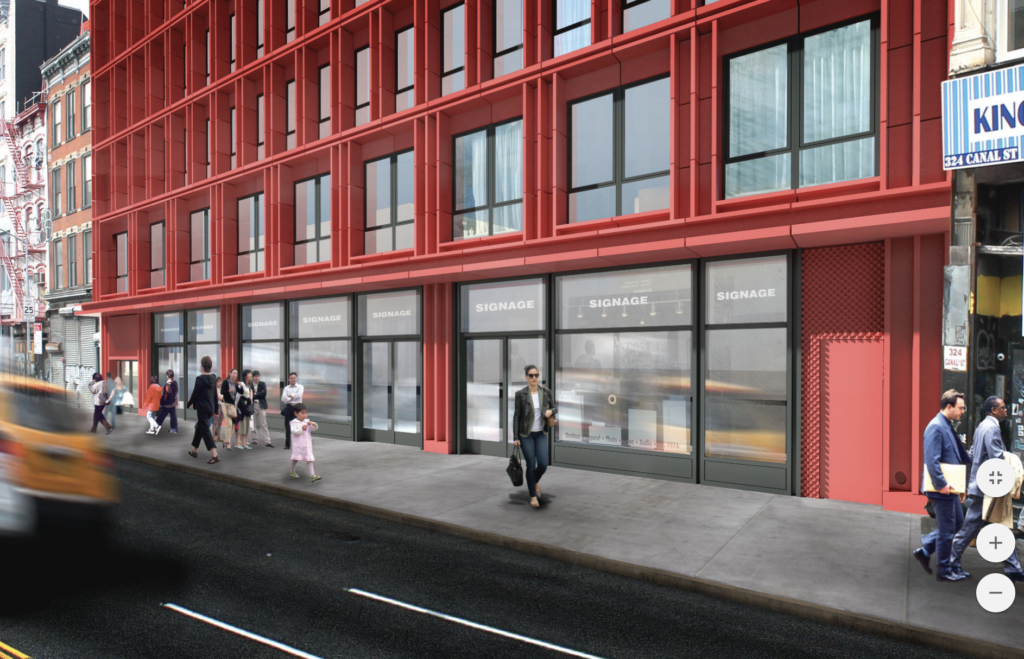 Retail spaces on the ground floor.