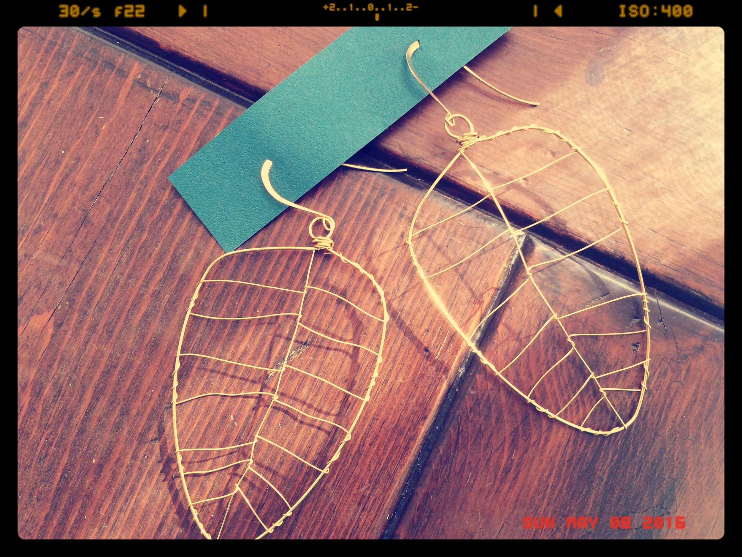 Handmade Wire Wrapped Leaf Earrings 