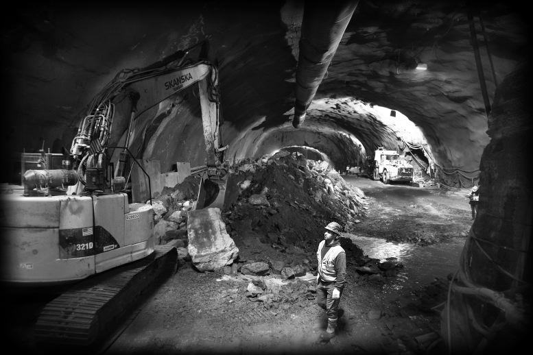 Black and White photo of tunnel construction Industrial photography by corporate photographer Michael Benabib.JPG