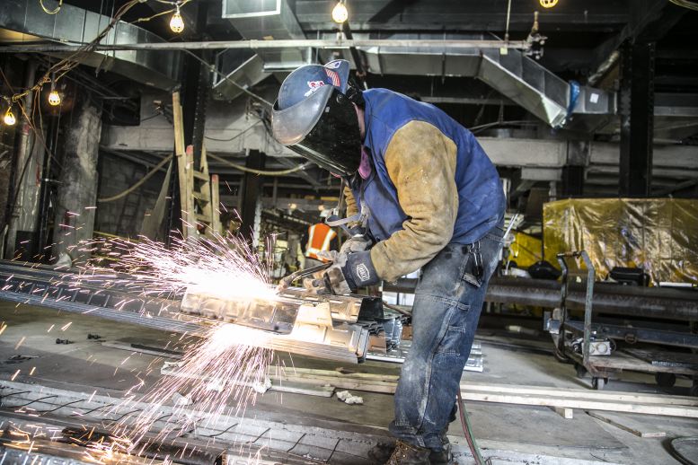 Sparks Fly Construction Site Industrial photography by corporate photographer Michael Benabib