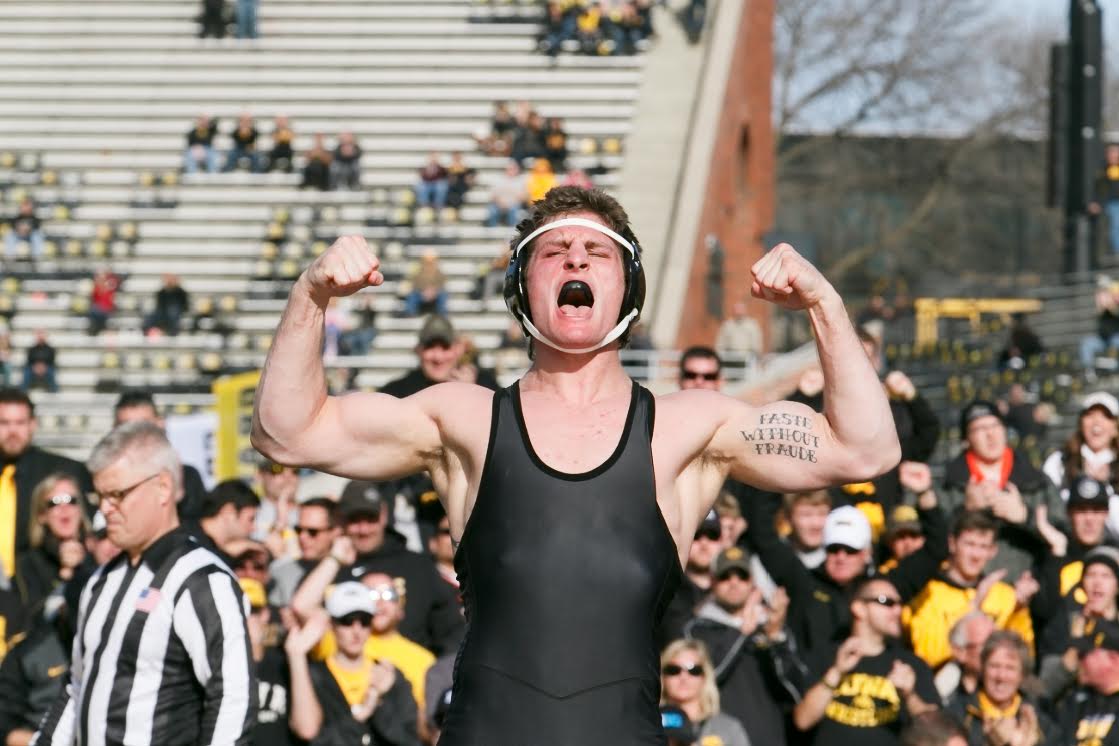 Official Muscle Movement Foundation Advocate and University of Iowa Senior, Sam Brooks! Photo credit: Mark Lundy - Lutte Lens, www.LutteLens.com