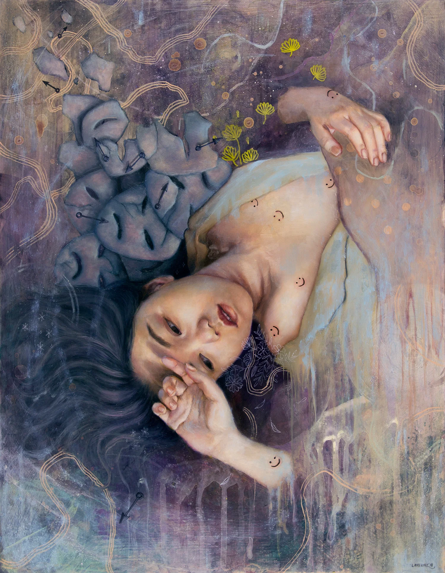 The Prediction of Time , 2018 Oil, Acrylic, Ink & Chalk on Wood