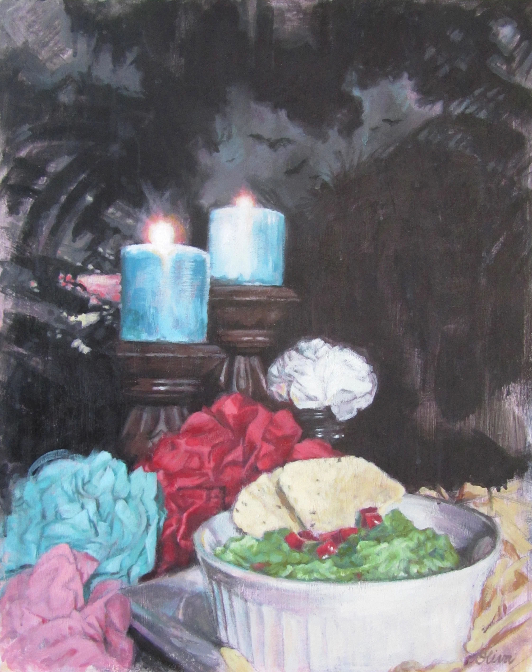 Festival de los Murcielagos, 16 x 20", acrylic on wood, $1600