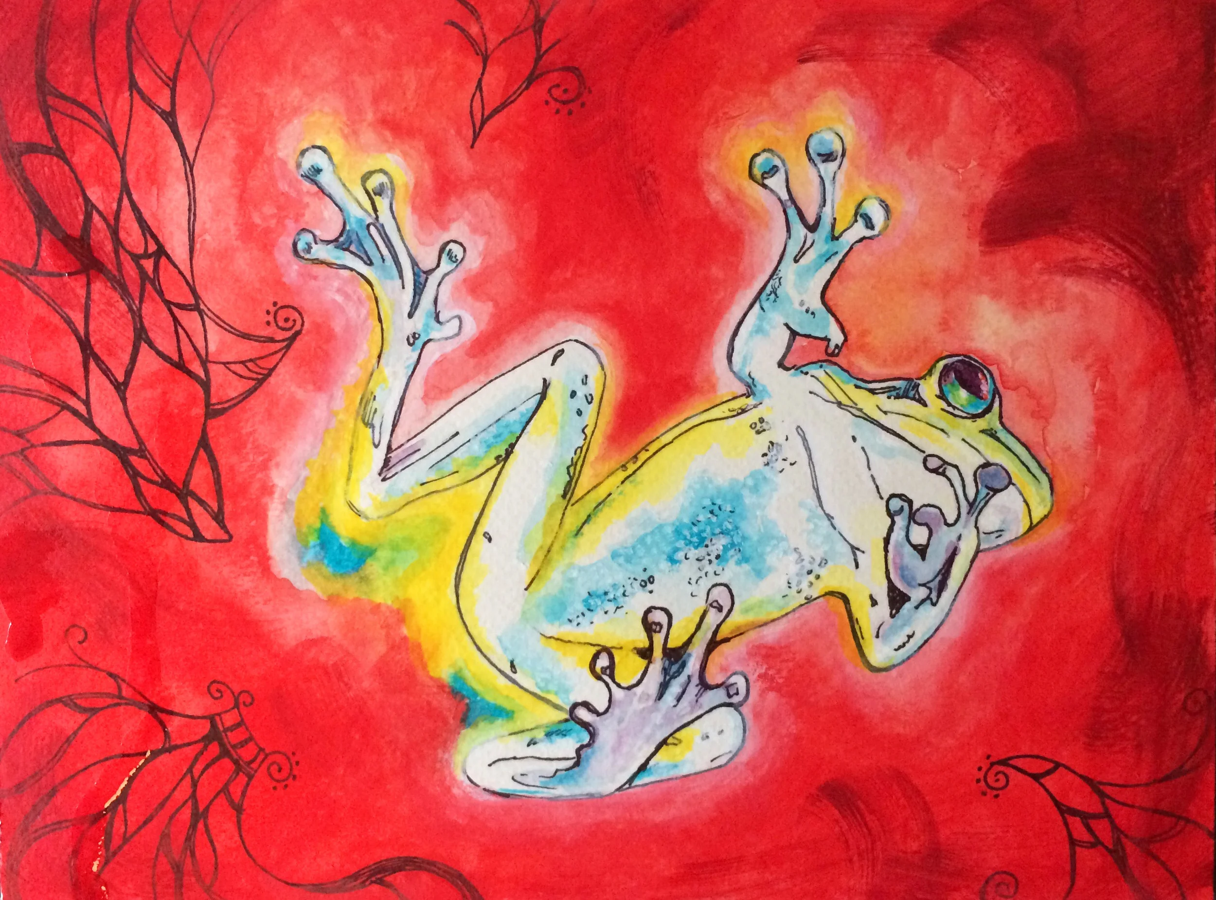 Miami After-image #4, mixed media on paper, 9.5 x 7" (SOLD)