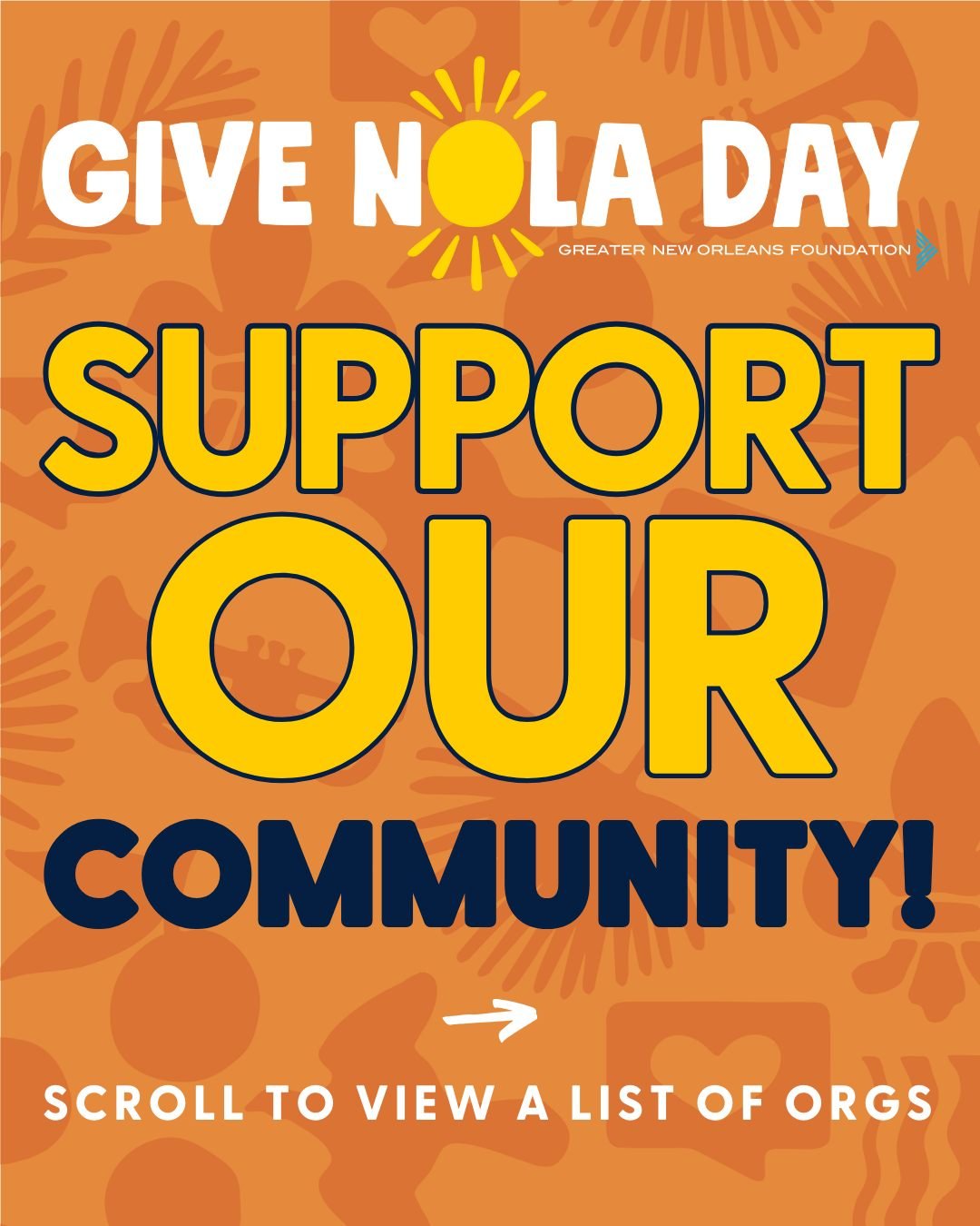 🟡 GiveNOLA Day is here! 🟡

In uncertain times, one thing remains clear: supporting our community is how we protect our future. This year, more than ever, we encourage you to support the causes you believe in &mdash; the organizations that uplift, h