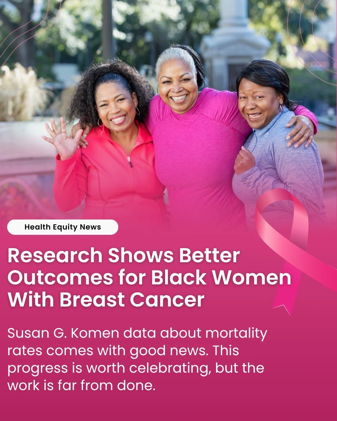October is Breast Cancer Awareness Month, and the latest numbers from @susangkomen bring both hope and reality.

💗 The good news: Between 2014 and 2023, fewer Black women died of breast cancer in 9 out of 10 major U.S. cities &mdash; showing that pr