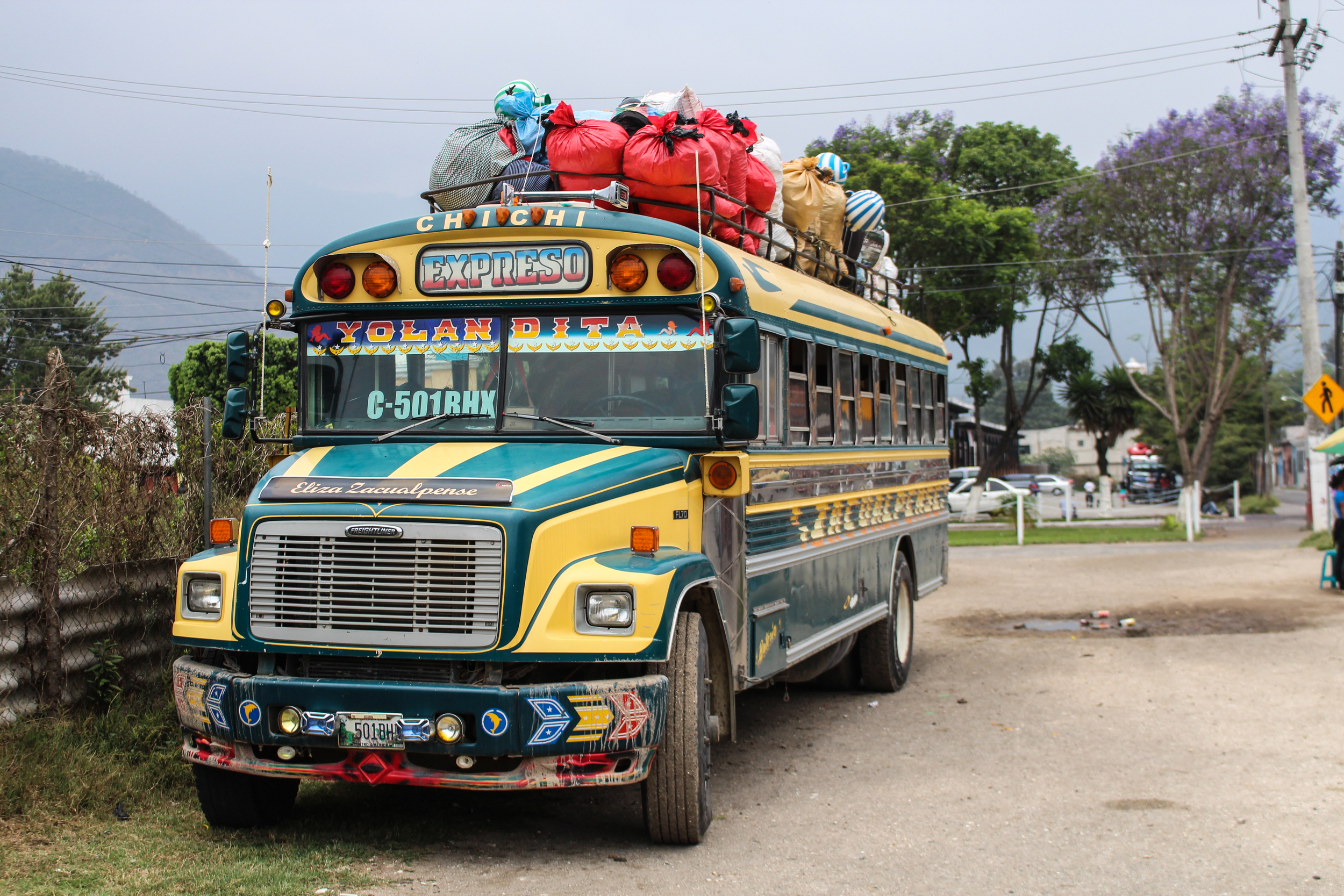 A chicken bus, named Yolandita, raring to go, 